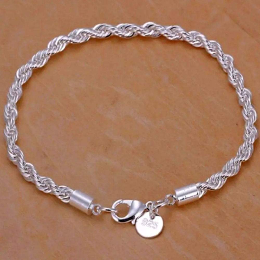 925 Silver Twisted Rope Bracelet - Daily Decoration